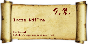 Incze Nóra névjegykártya